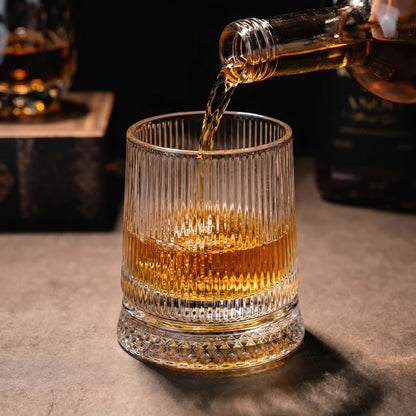 Ellis Rotating Whiskey Glass — Ribbed design
